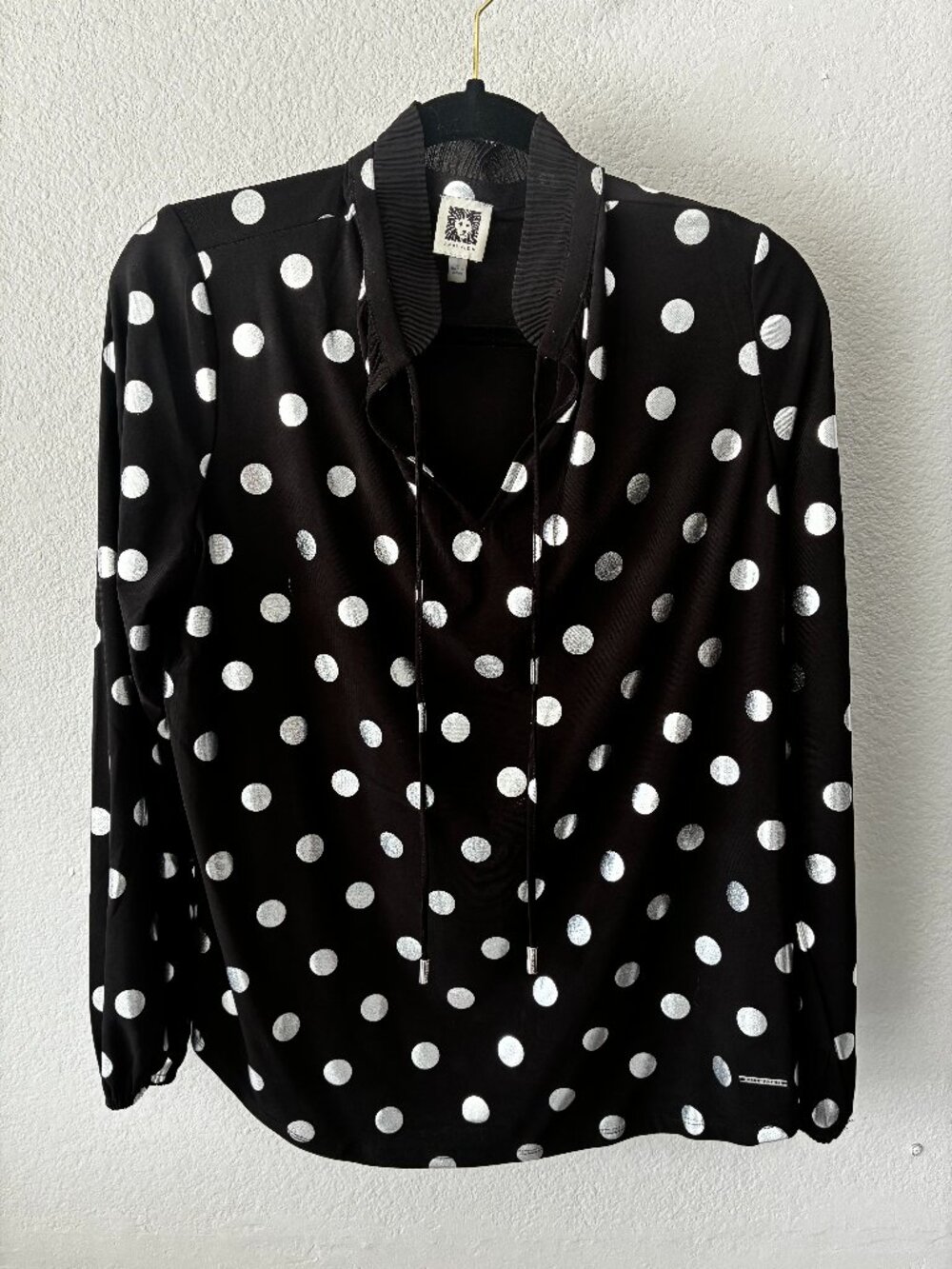 Anne Klein Black with silver dots top